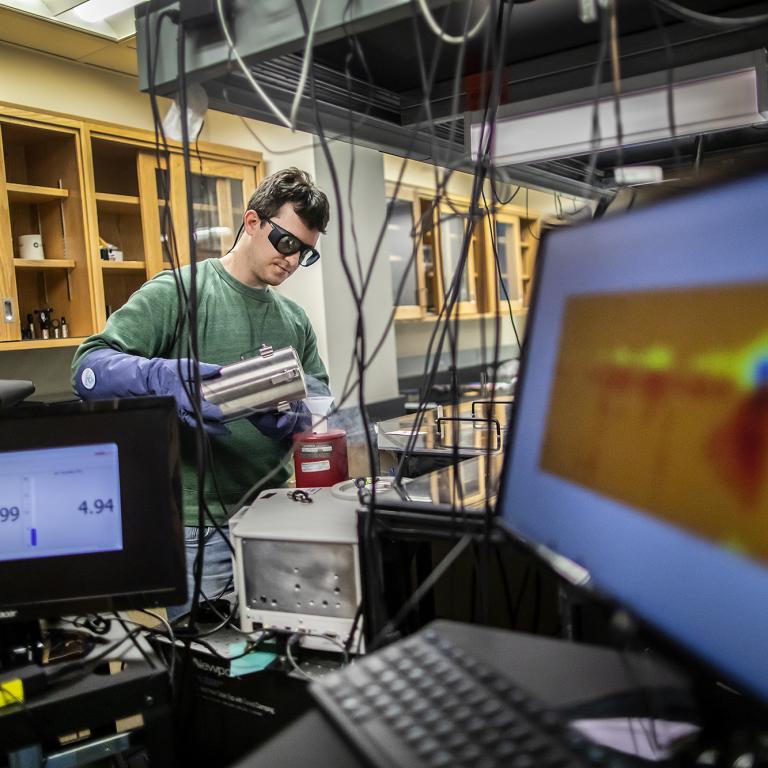 Student in a lab.